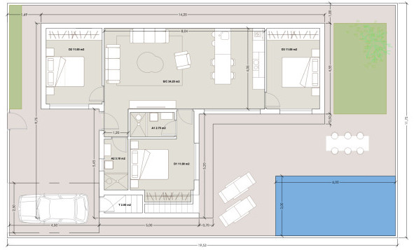 Nieuwbouw woningen - 3. Halfvrijstaand huis - Roldan - Costa Calida